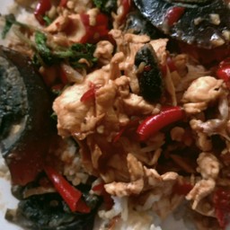 ้ข้าวกระเพราไก่ไข่เยี่ยวม้า