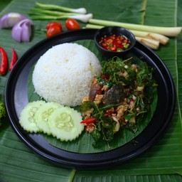 ข้าวไข่เยี่ยวม้ากะเพรากรอบ