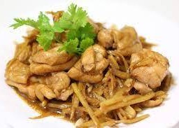 ไก่ผัดขิงกับข้าว