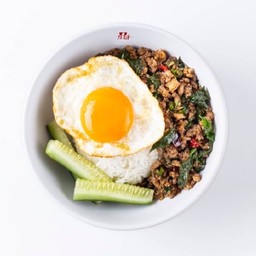 ข้าวกะเพราสันคอหมูบด
