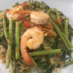 052.หมี่ผัดผักกะเฉดกุ้ง