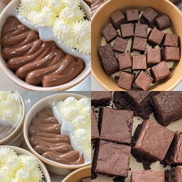 Brownie Cube Dip (1กล่องจะมีบราวนี่ขนาดเล็ก20ชิ้น ซอสช็อค และวิปครีมนะคะ)