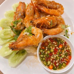 ข้าวกุ้งกระเทียมพริกไทย(ราดข้าว)