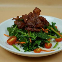 A 75  ผักบ๊วยเล้ง เบคอนสลัด