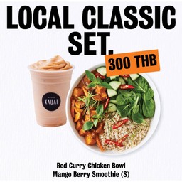 LOCAL CLASSIC SET. [Red Curry Chicken Bowl + Mango Berry Smoothie (S)]