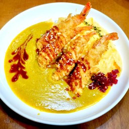 แกงกะหรี่หน้าไข่กุ้งทอด