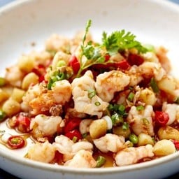 กุ้งผัดพริกขี้หนูกระเทียม