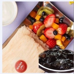 (ชุดคอมโบ) FullOption บิงซูสายไหม เครื่องล้น + เฉาก๊วยลอยแก้ว