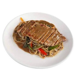 สปาเก็ตตี้หมูย่างพริกไทยดำ