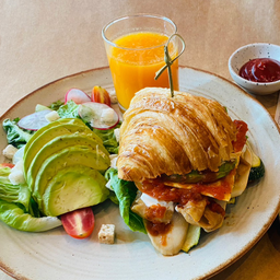 Vegan Croissant Sandwich Set with Orange Juice