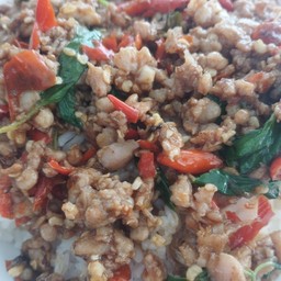 หมูสับราดข้่าว