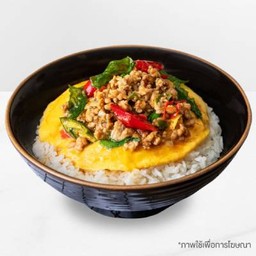 ข้าวกะเพราไก่ไข่นุ่ม