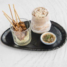 Vegan Mooping Set with Sticky Rice Red Quinoa and Thai Spicy Sauce