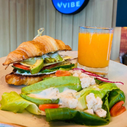 Vegetarian Croissant Sandwich Set with Orange juice