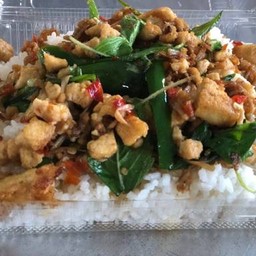 ข้าวราดผัดกระเพราไก่สับ