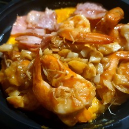 ข้าวไข่ข้น กุ้งกระเทียม +แฮม