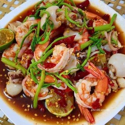 ตำเหลากุ้งสุกกะเฉด