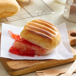 ปังปิ้งกลมเนย+สตอเบอรี่