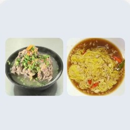 เล็งต้มแซ่บ+ ผัดกุยช่ายขาว หมูสับ