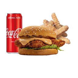 เบอร์เกอร์อกไก่+ชิ้กเก้นสติ๊ก4ชิ้น+โค้ก1