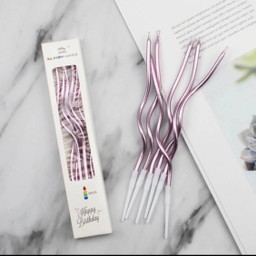 เทียนวันเกิด ทรงเกลียวยาว สีPink เมทัลลิค