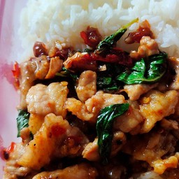 ข้าวราดกระเพราเนื้ออบ