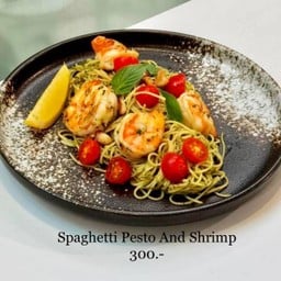 Spaghetti Pesto And Shrimp - สปาเกตตี เพสโต้