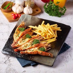 กุ้งก้ามกรามย่างน้ำมันสไตล์อิตาเลี่ยน