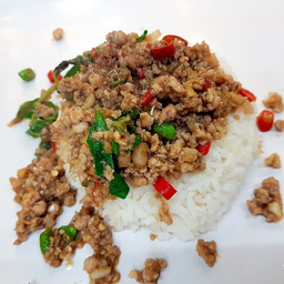 ข้าวผัดกระเพราหมูสับ จานเดียว