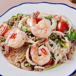 Spicy Glass Noodle Salad With Seafood And Minced Pork