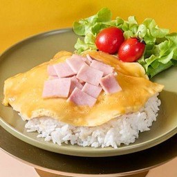 Creamy Omelet With Ham On Rice