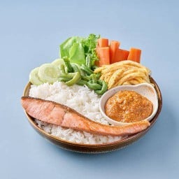 ข้าวสวยน้ำพริกมันกุ้งแซลมอน