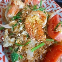 วุ้นเส้นผัดไข่กุ้งสด