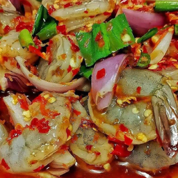 ยำปลาร้ากุ้งสด