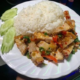 ผัดกะเพราหมูกรอบราดข้าว