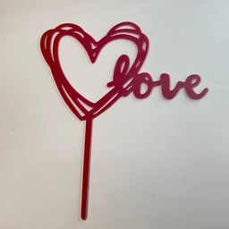 ป้ายปักเค้ก Love สีแดง #12