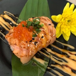 84.ซูชิท้องแซลมอนย่างเมนไตโกะ-Salmon Belly Mentaiko