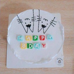 91.พร้อมส่ง 10 cmข้อความหลากสีแมวลายเส้น 2 ตัว