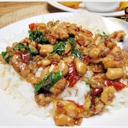 กระเพาไก่ราดข้าว