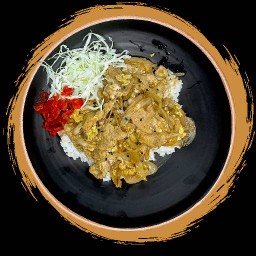 ข้าวหมูสไลด์ซอสญี่ปุ่น