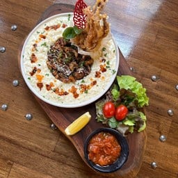 ข้าวรีซอตโต้หน้าปลาหมึก