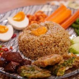 ข้าวคลุกน้ำพริกลงเรือ+น้ำพริกกะปิ