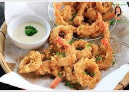กุ้งหมึกทอดกะเทียม