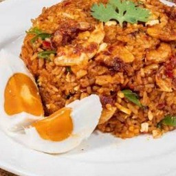 ข้าวคลุกน้ำพริกเผาไข่เค็ม+น้ำพริกกะปิ