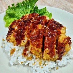 ข้าวหน้า ไก่ทอด ซอส เกาหลีเผ็ดคูณ2