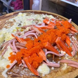 เครป พริกเผาแฮมไส้กรอกปูอัดไข่กุ้งชีสยืด