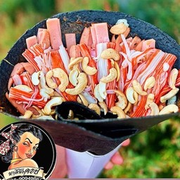 เครปพิซ่าแฮมปูอัดเม็ดมะม่วง(หน้าทะลัก)