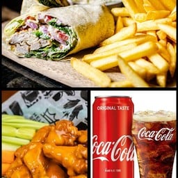 Combo set 5, Chicken Caesar wrap, 8 Wings, Coke