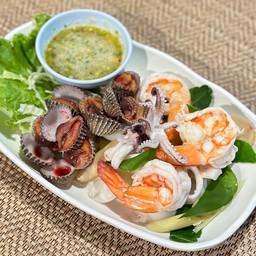 ทะเลรวมลวกจิ้ม(กุ้ง+หมึก+หอย)
