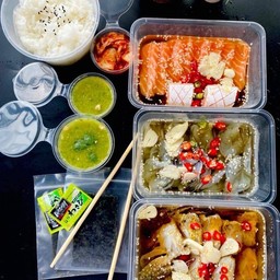 ม่อนกุ้งเกาหลี+ปูม้าดองเกาหลี +ข้าว